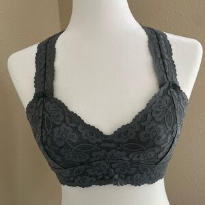 Intimately Free People Gray Floral Lace Bralette Coquette Romantic Feminine